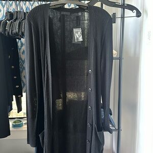 Womens ATM black cashmere cardigan duster